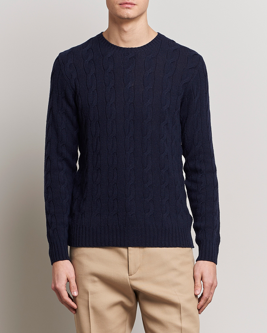 Heren | Truien | Ralph Lauren Purple Label | Cashmere Cable Crew Neck Sweater Chairman Navy