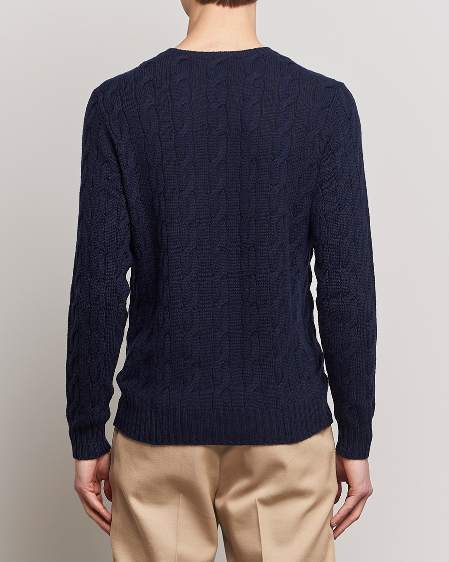 Heren | Truien | Ralph Lauren Purple Label | Cashmere Cable Crew Neck Sweater Chairman Navy