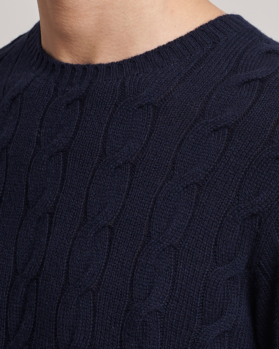 Heren | Truien | Ralph Lauren Purple Label | Cashmere Cable Crew Neck Sweater Chairman Navy
