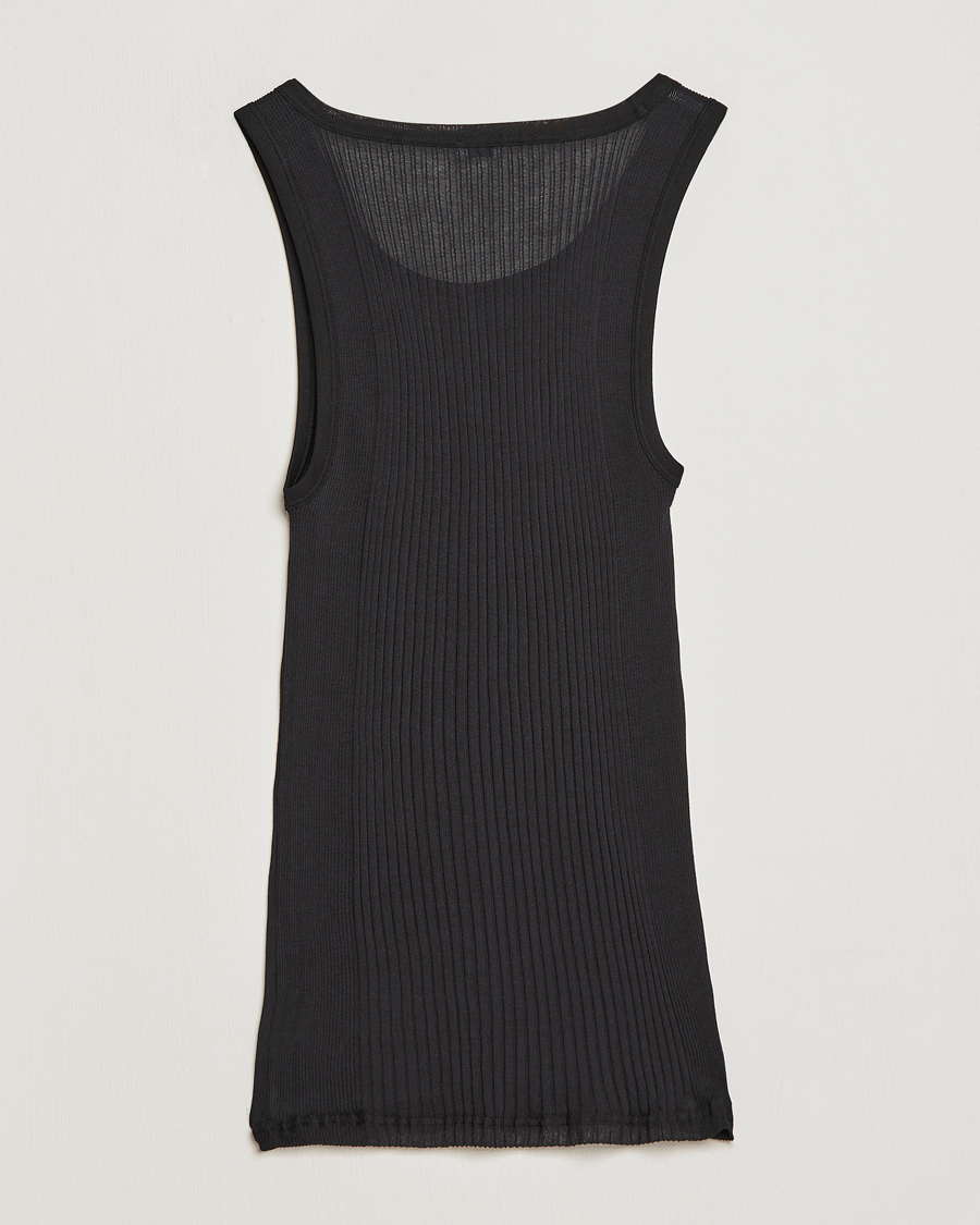Heren | T-shirts | Zimmerli of Switzerland | Ribbed Mercerized Cotton Tank Top Black