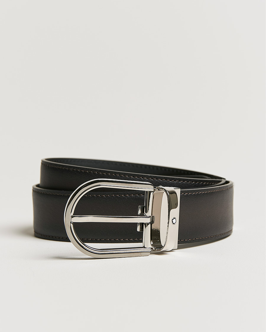 Heren | Montblanc Horseshoe Buckle Grey 35 mm Leather Belt Grey | Montblanc | Horseshoe Buckle Grey 35 mm Leather Belt Grey