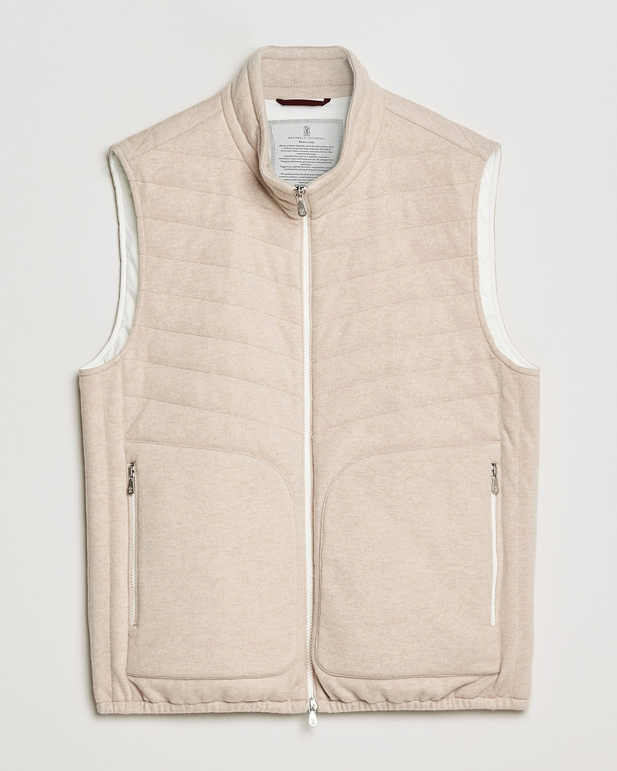 Heren | Jassen | Brunello Cucinelli | Cashmere Quilted Vest Beige