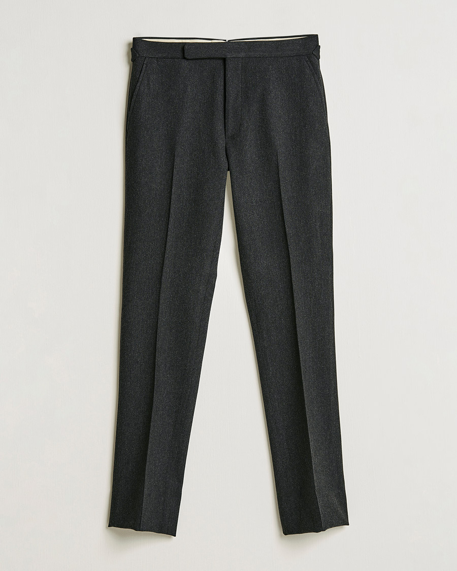 Heren | Broeken | Ralph Lauren Purple Label | Flat Front Flannel Trousers Dark Grey