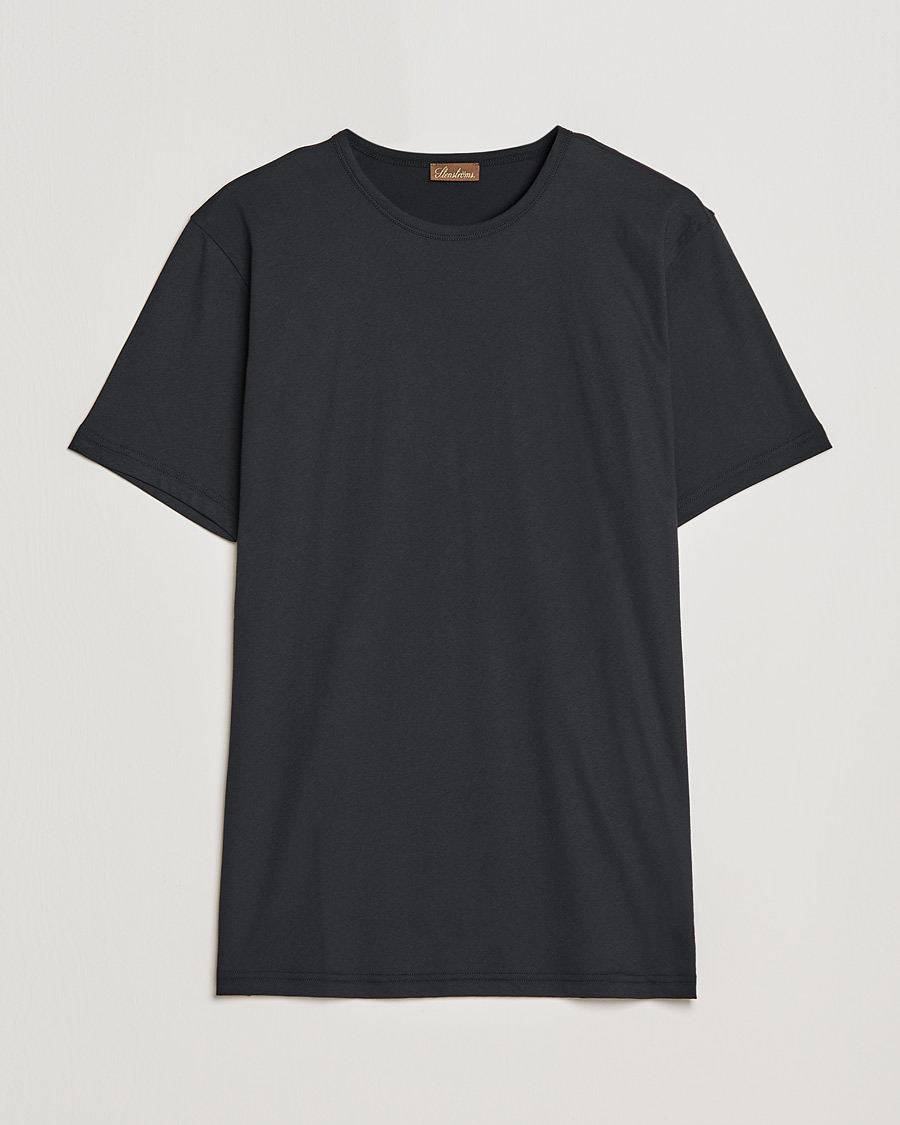 Heren | T-shirts | Stenströms | Solid Cotton T-Shirt Black