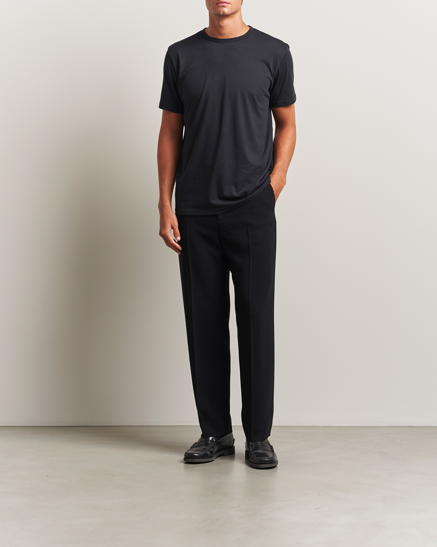 Heren | T-shirts | Stenströms | Solid Cotton T-Shirt Black