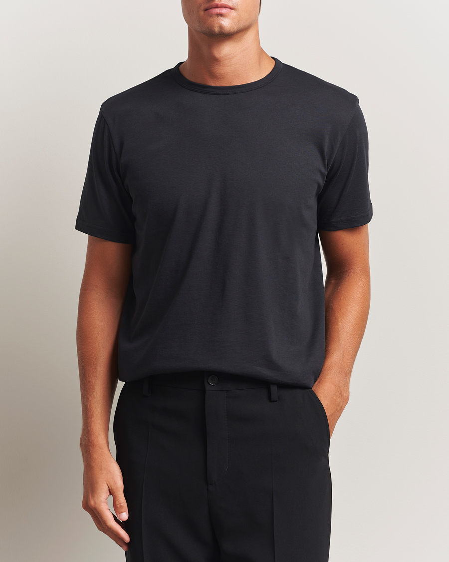 Heren | T-shirts | Stenströms | Solid Cotton T-Shirt Black