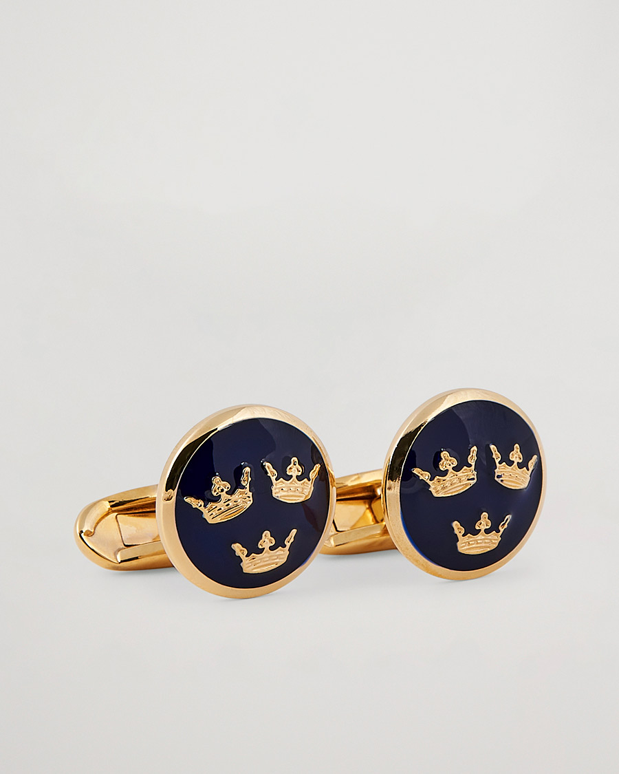 Heren | Manchetknopen | Stenströms | Three Crown Cufflink Navy/Gold