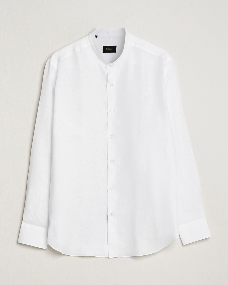 Heren | Overhemden | Brioni | Linen Guru Collar Shirt White