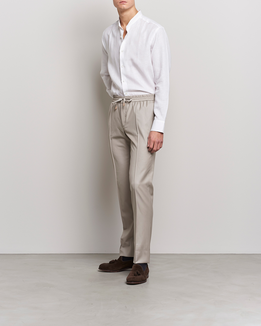 Heren | Overhemden | Brioni | Linen Guru Collar Shirt White