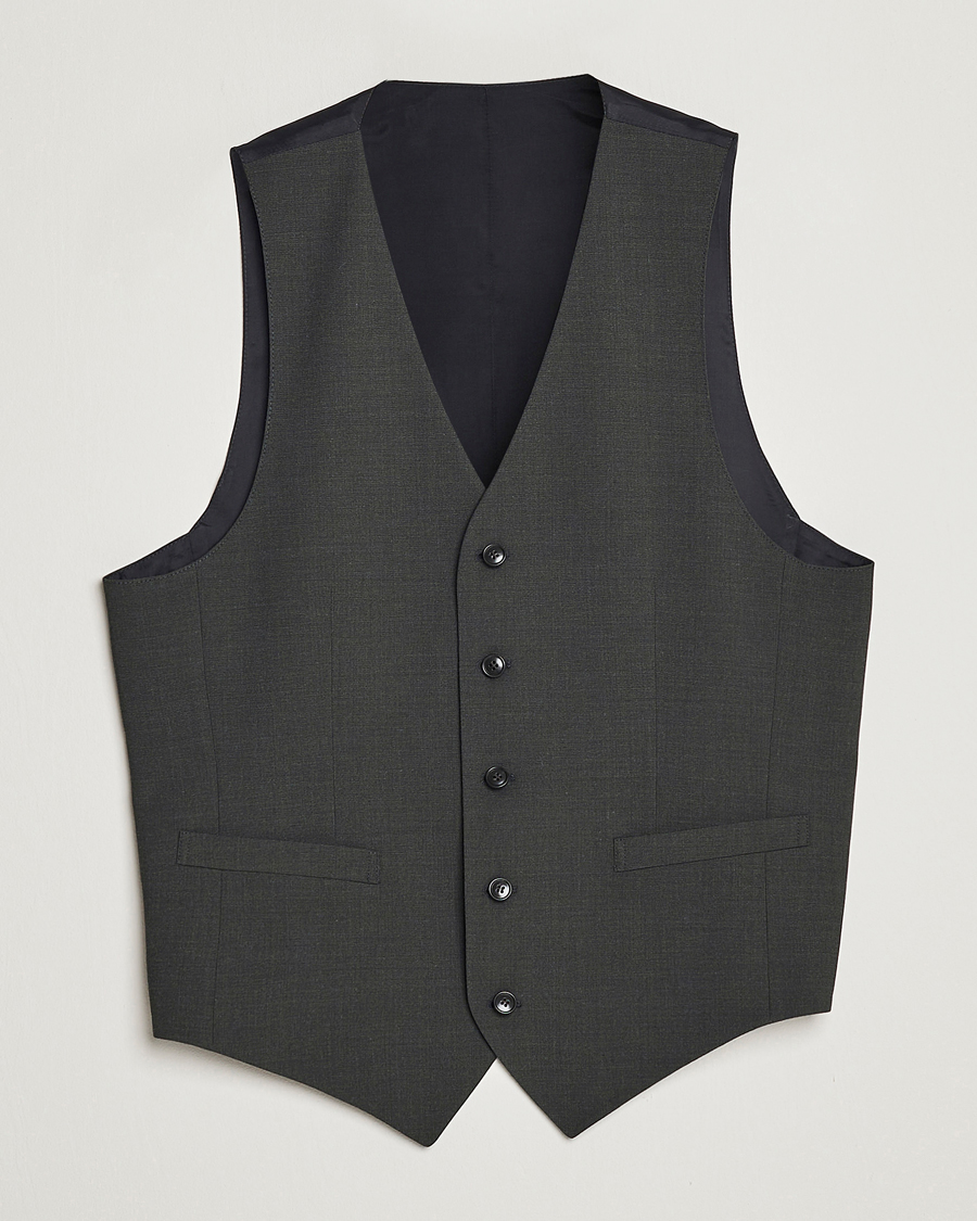 Heren | Blazers | Tiger of Sweden | Wayde Wool Travel Waistcoat Olive Extreme