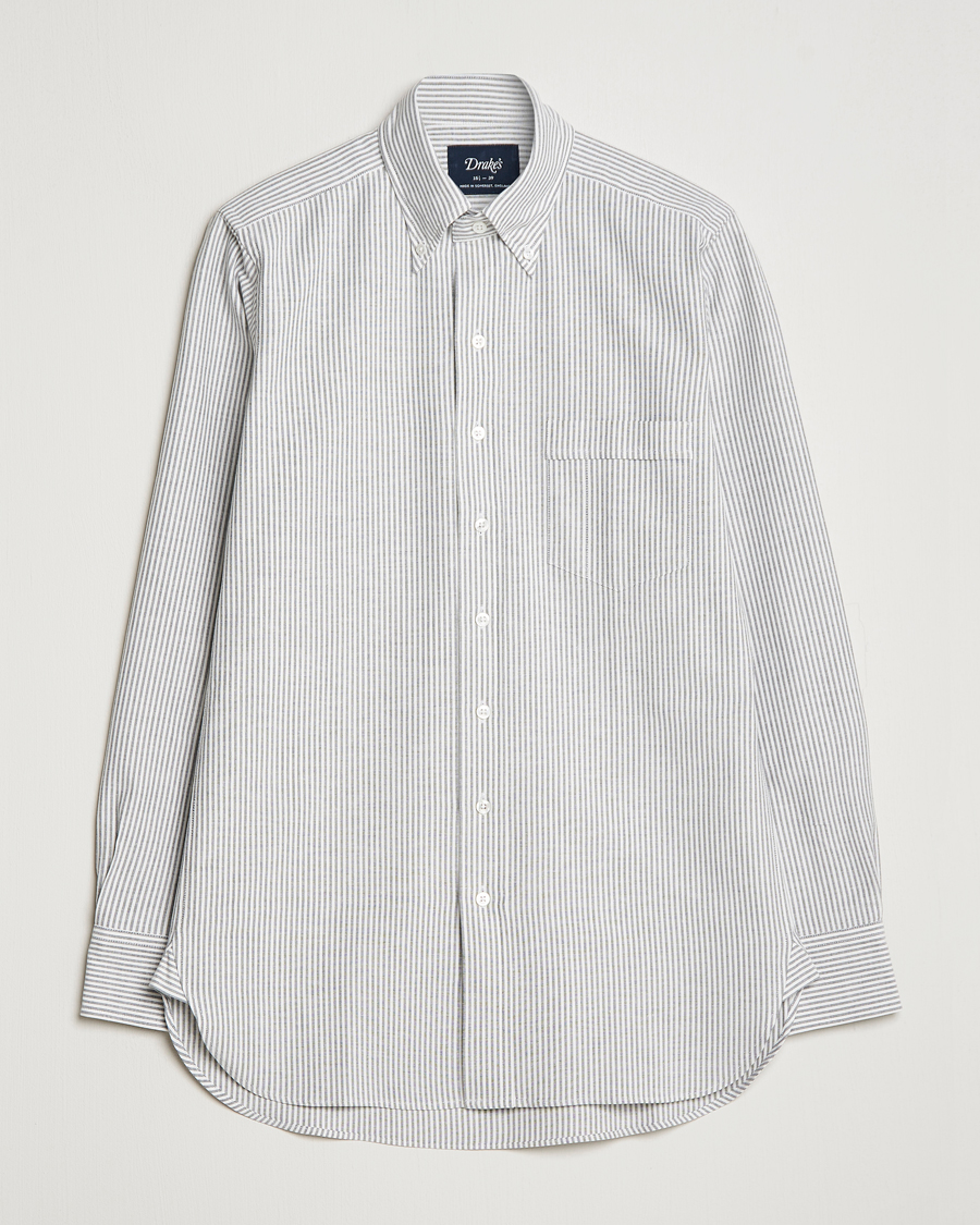 Heren | Overhemden | Drake's | Striped Button Down Oxford Shirt Black