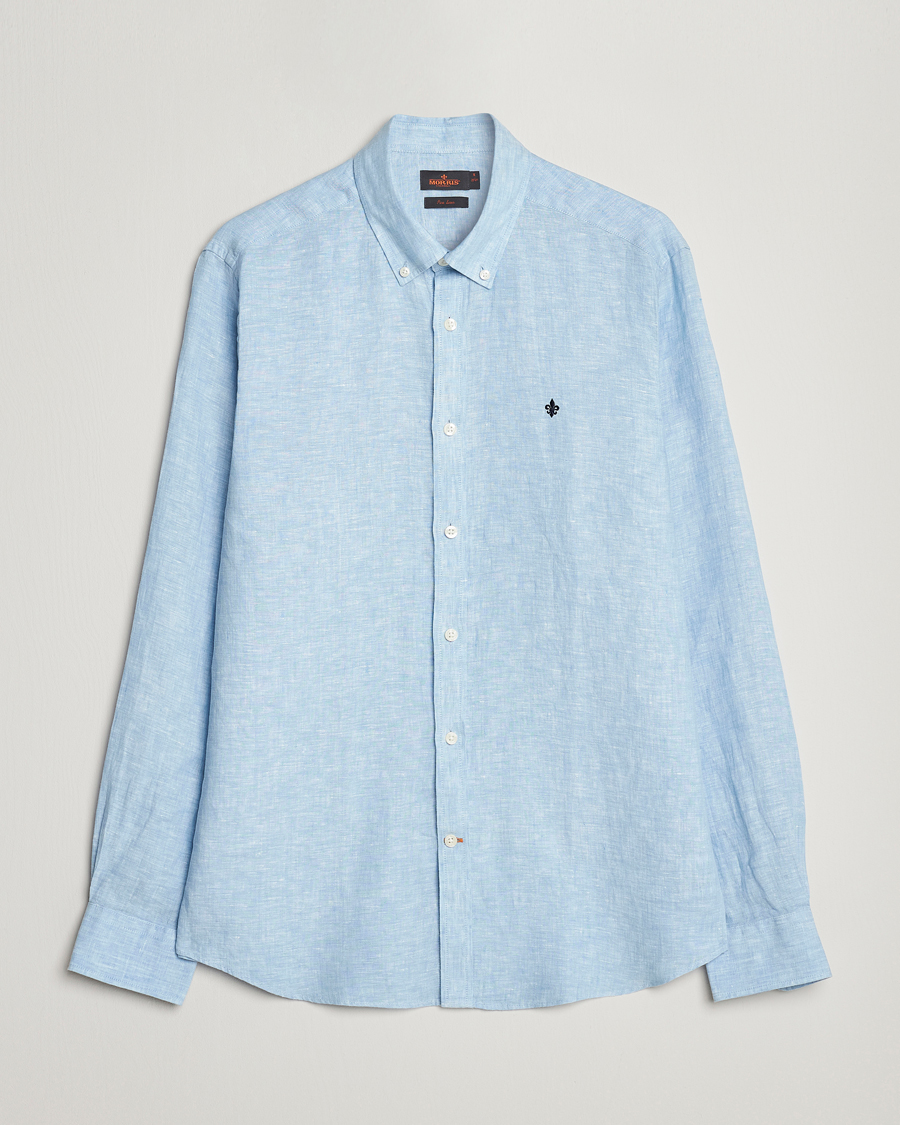 Heren | Overhemden | Morris | Douglas Button Down Linen Shirt Light Blue