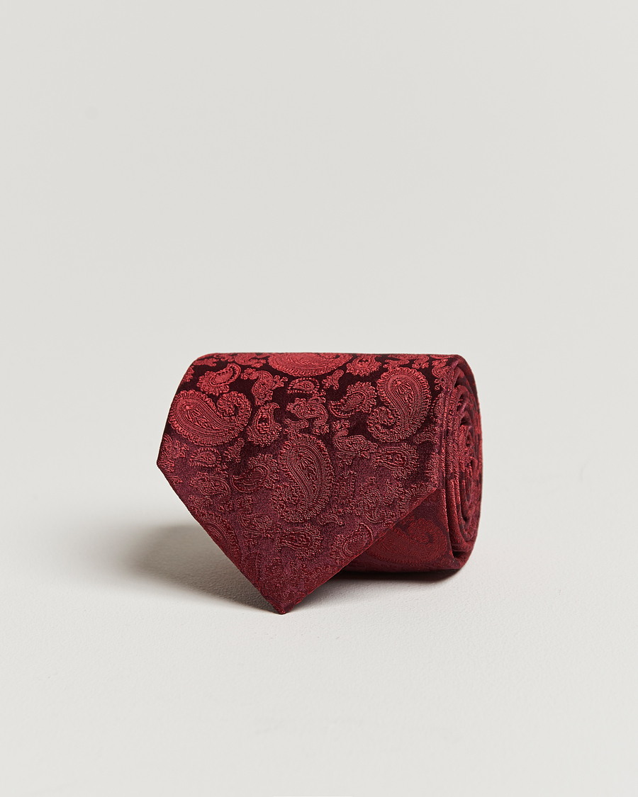 Heren | Stropdassen | Amanda Christensen | Silk Tonal Paisley Tie 8 cm Wine