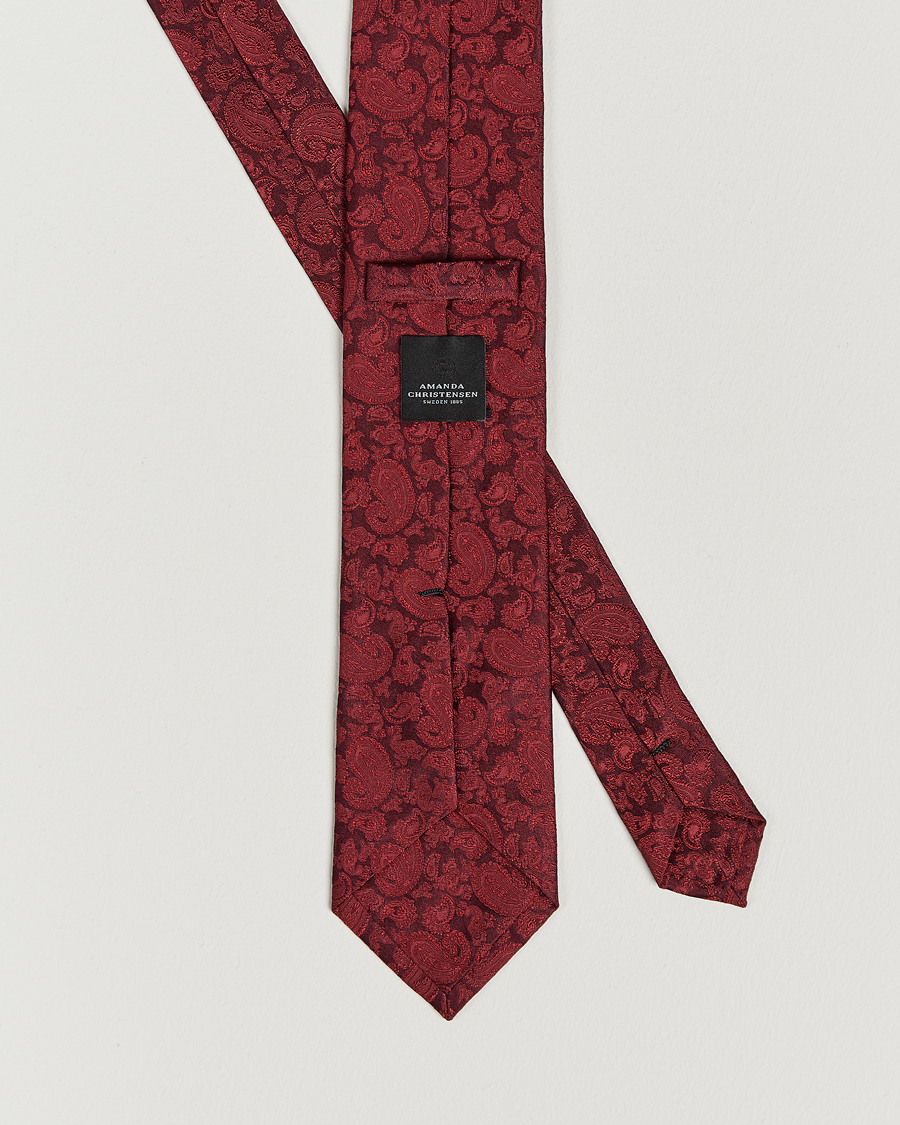 Heren | Stropdassen | Amanda Christensen | Silk Tonal Paisley Tie 8 cm Wine