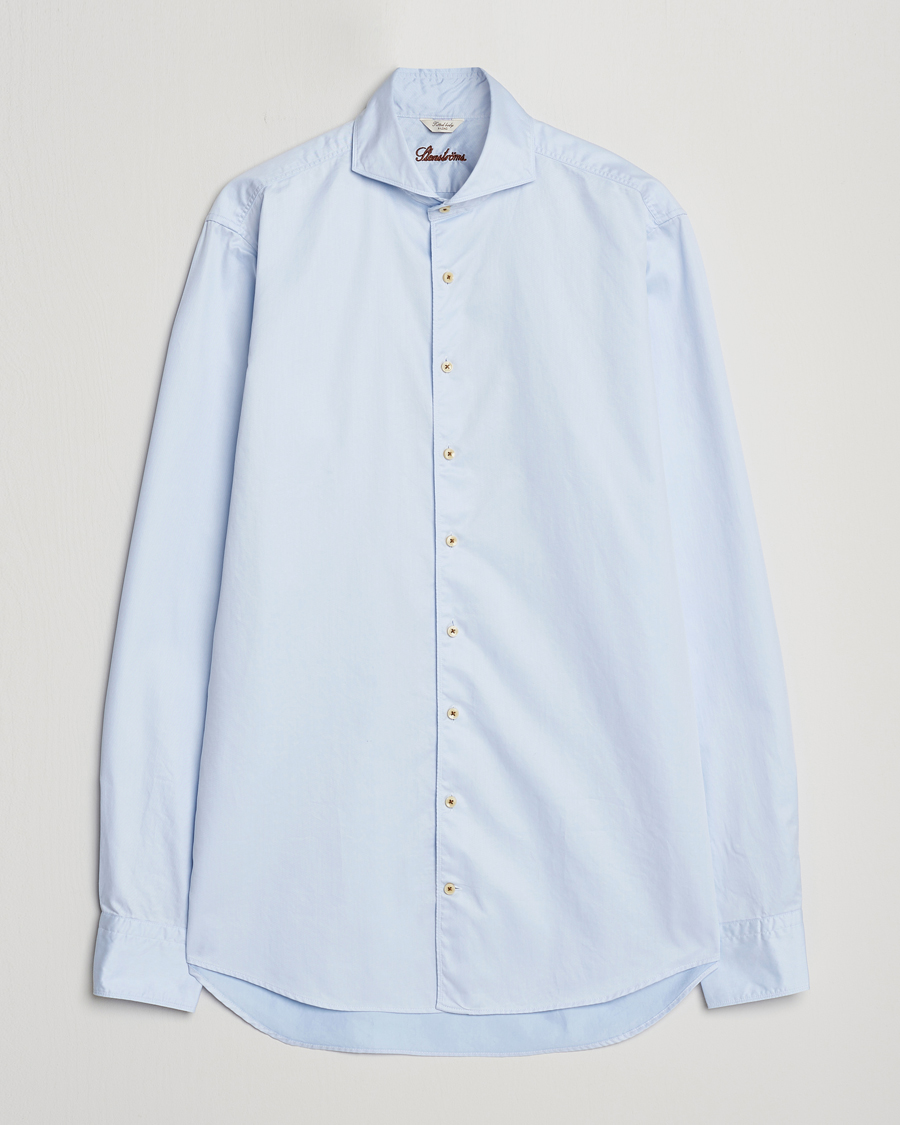 Heren | Overhemden | Stenströms | Fitted Body X-Long Sleeve Washed Shirt Light Blue
