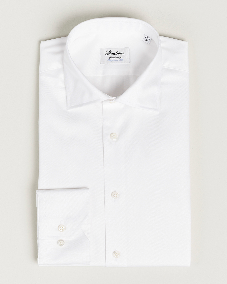 Heren | Overhemden | Stenströms | Slimline Twofold Stretch Shirt White