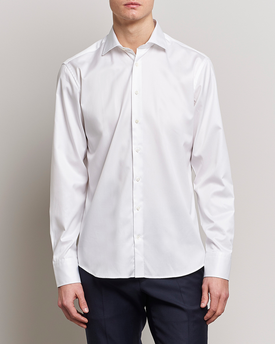 Heren | Overhemden | Stenströms | Slimline Twofold Stretch Shirt White