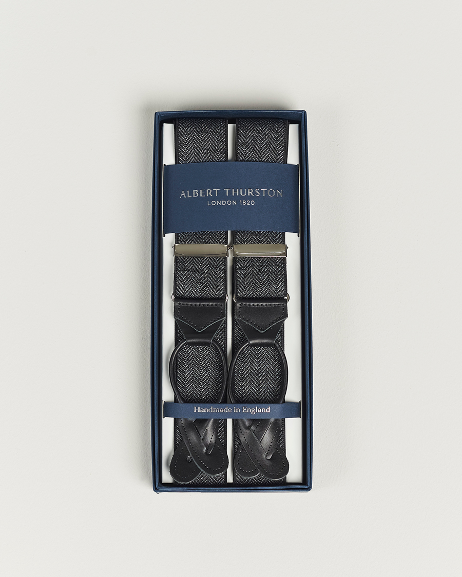 Heren | Bretels | Albert Thurston | Elastic Herringbone Braces 35mm Grey