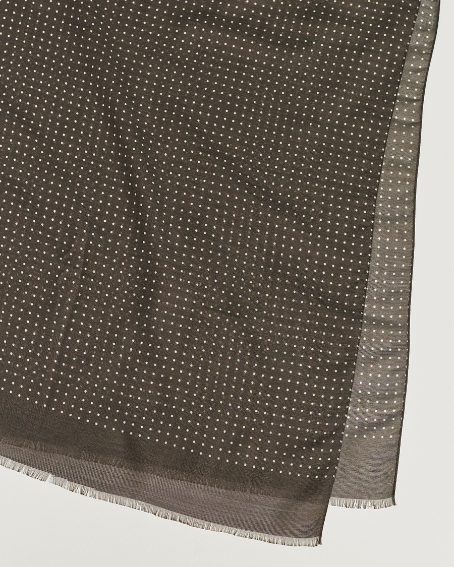 Heren | Eton Silk Wool Polka Dot Scarf Brown | Eton | Silk Wool Polka Dot Scarf Brown