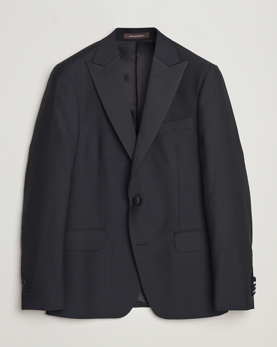 Heren | Blazers | Oscar Jacobson | Elder Wool Tuxedo Blazer Black