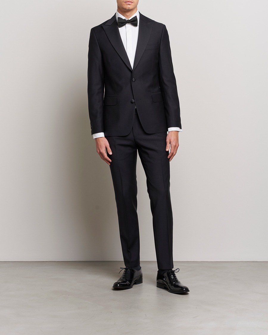 Heren | Blazers | Oscar Jacobson | Elder Wool Tuxedo Blazer Black
