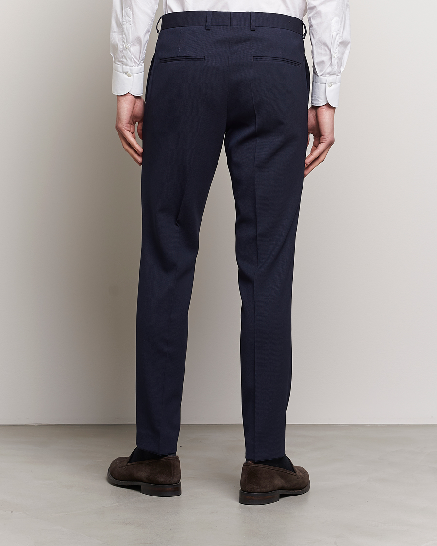 Heren | Broeken | Oscar Jacobson | Denz Structured Wool Trousers Blue
