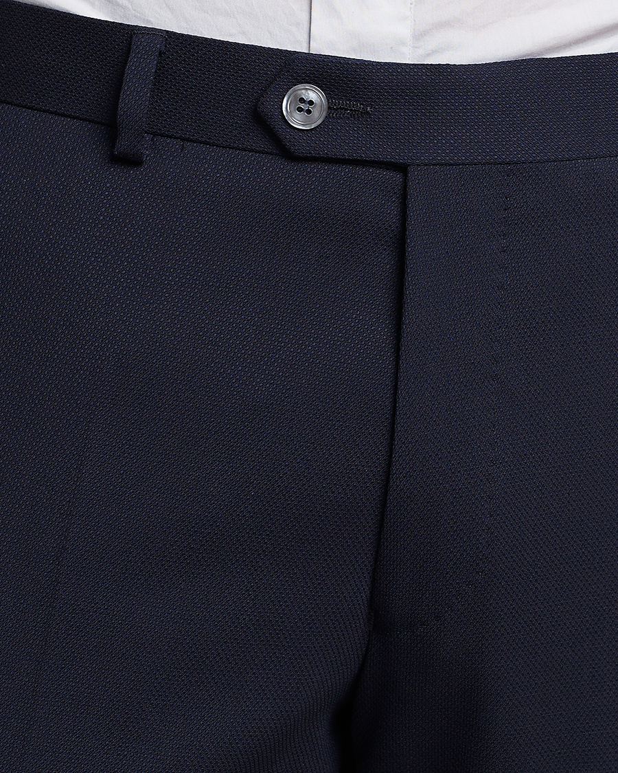 Heren | Broeken | Oscar Jacobson | Denz Structured Wool Trousers Blue