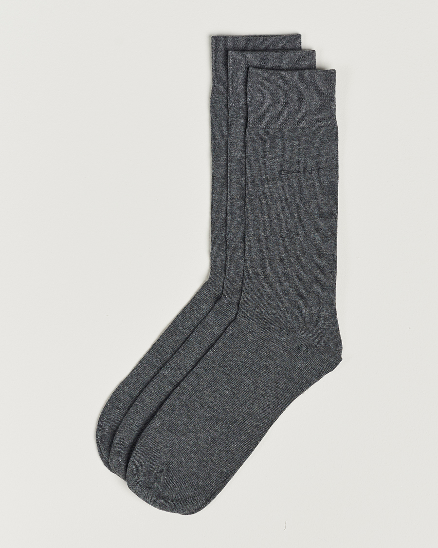 Heren | Ondergoed | GANT | 3-Pack Cotton Socks Charcoal Melange
