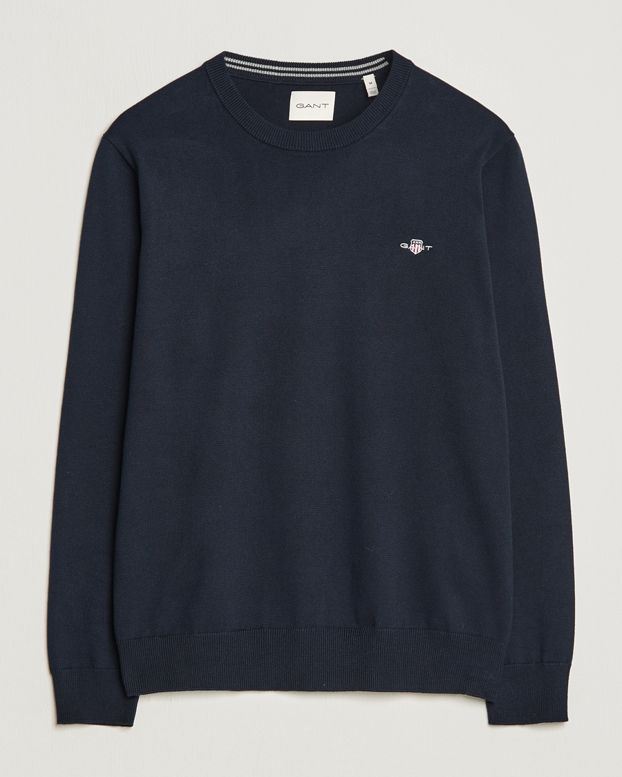 Heren | Truien | GANT | Classic Cotton Crew Neck Evening Blue