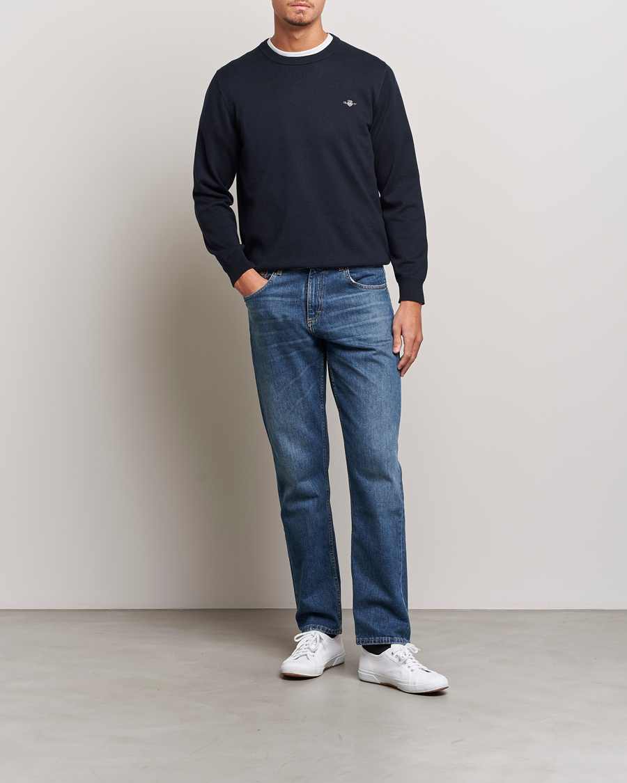 Heren | Truien | GANT | Classic Cotton Crew Neck Evening Blue