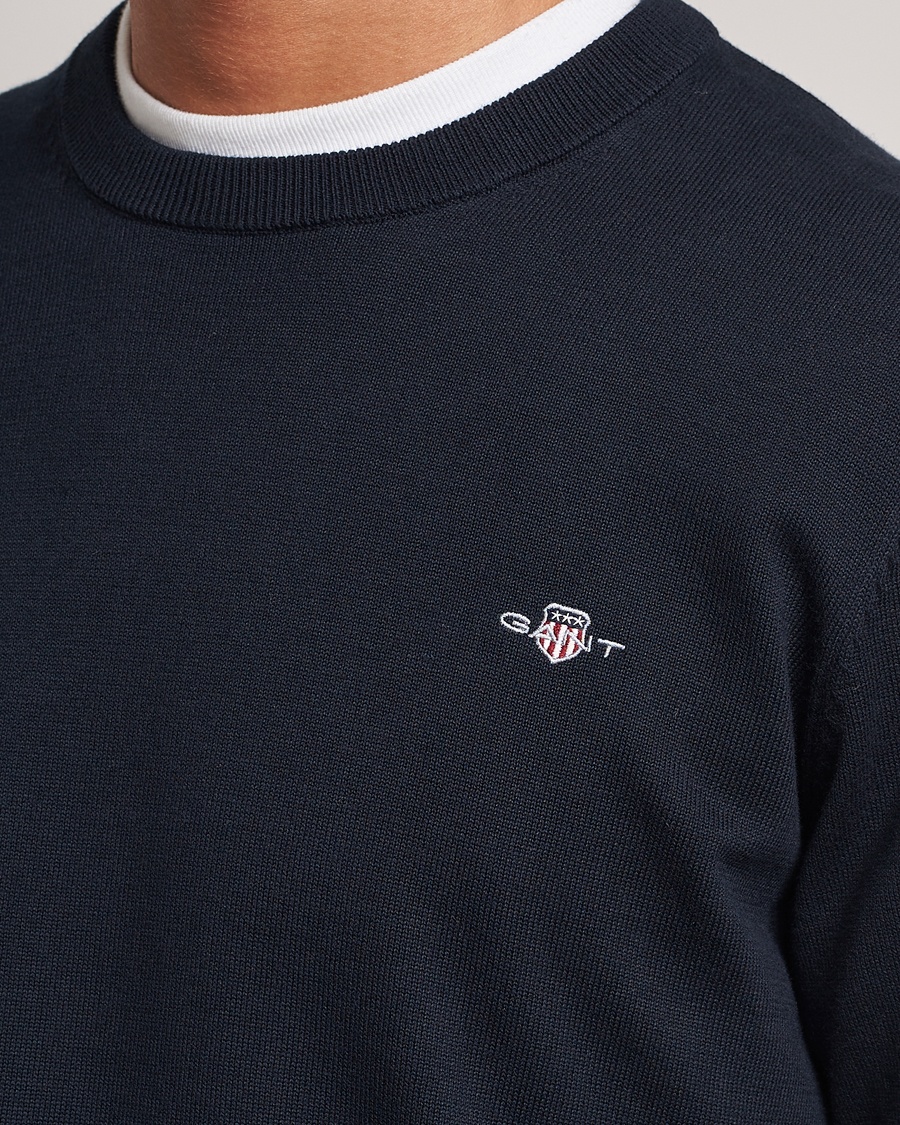 Heren | Truien | GANT | Classic Cotton Crew Neck Evening Blue