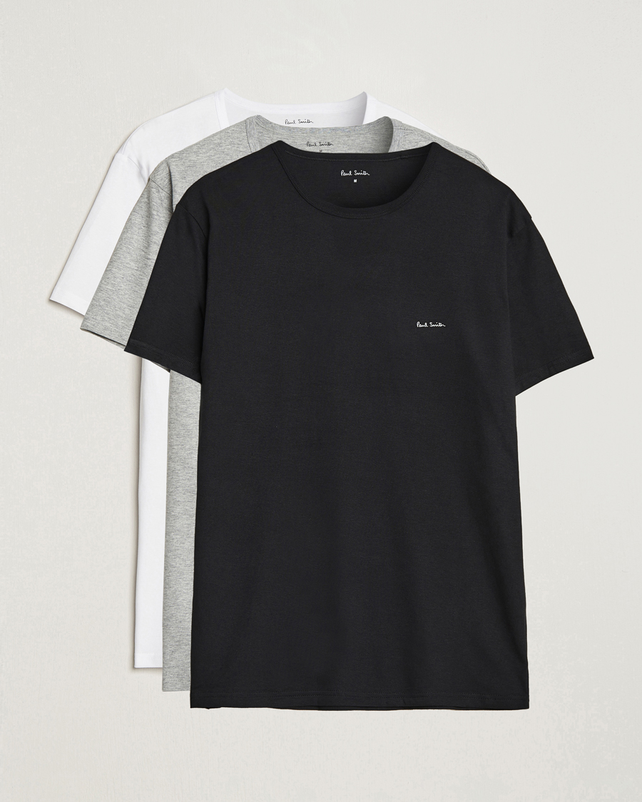 Heren | T-shirts | Paul Smith | 3-Pack Crew Neck T-Shirt Black/Grey/White