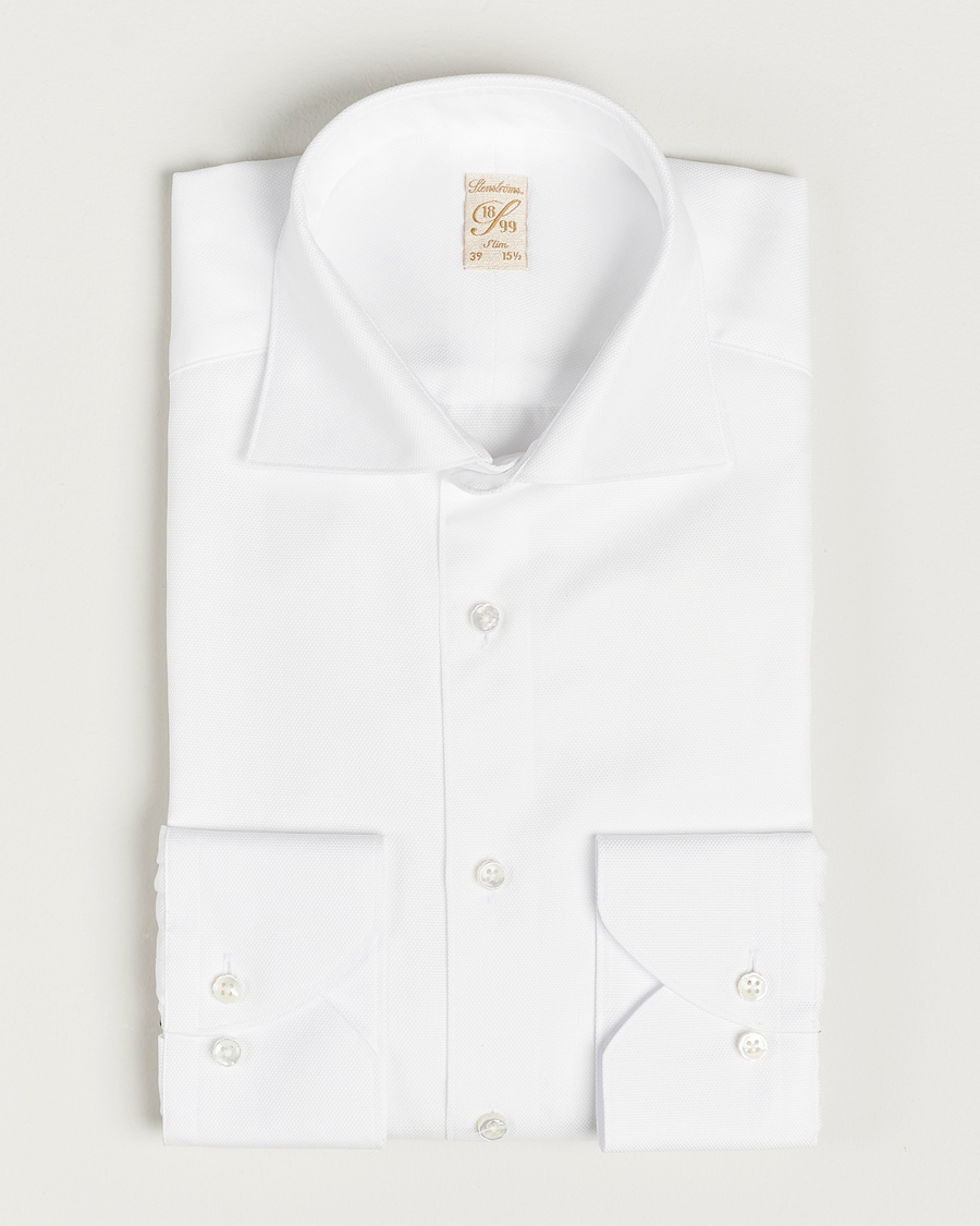 Heren | Overhemden | Stenströms | 1899 Slim Cotton Royal Oxford Shirt White