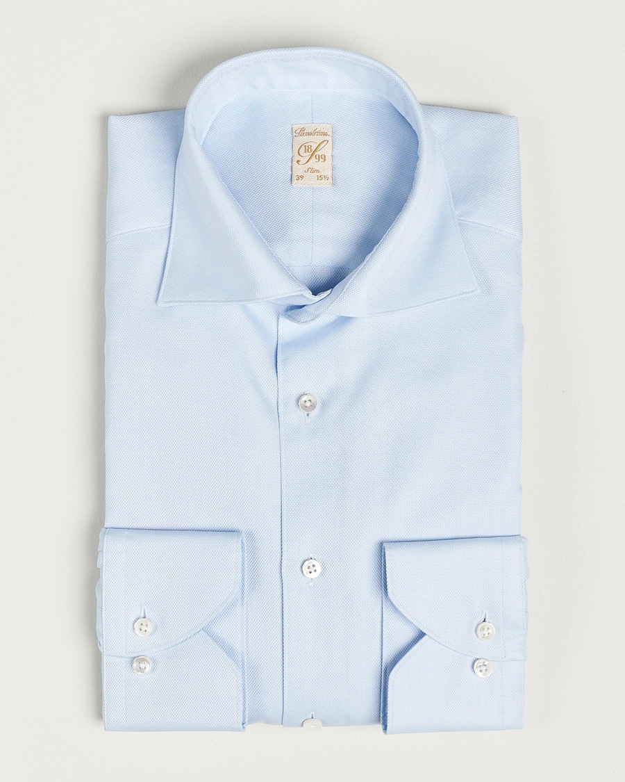 Heren | Overhemden | Stenströms | 1899 Slim Cotton Royal Oxford Shirt Light Blue