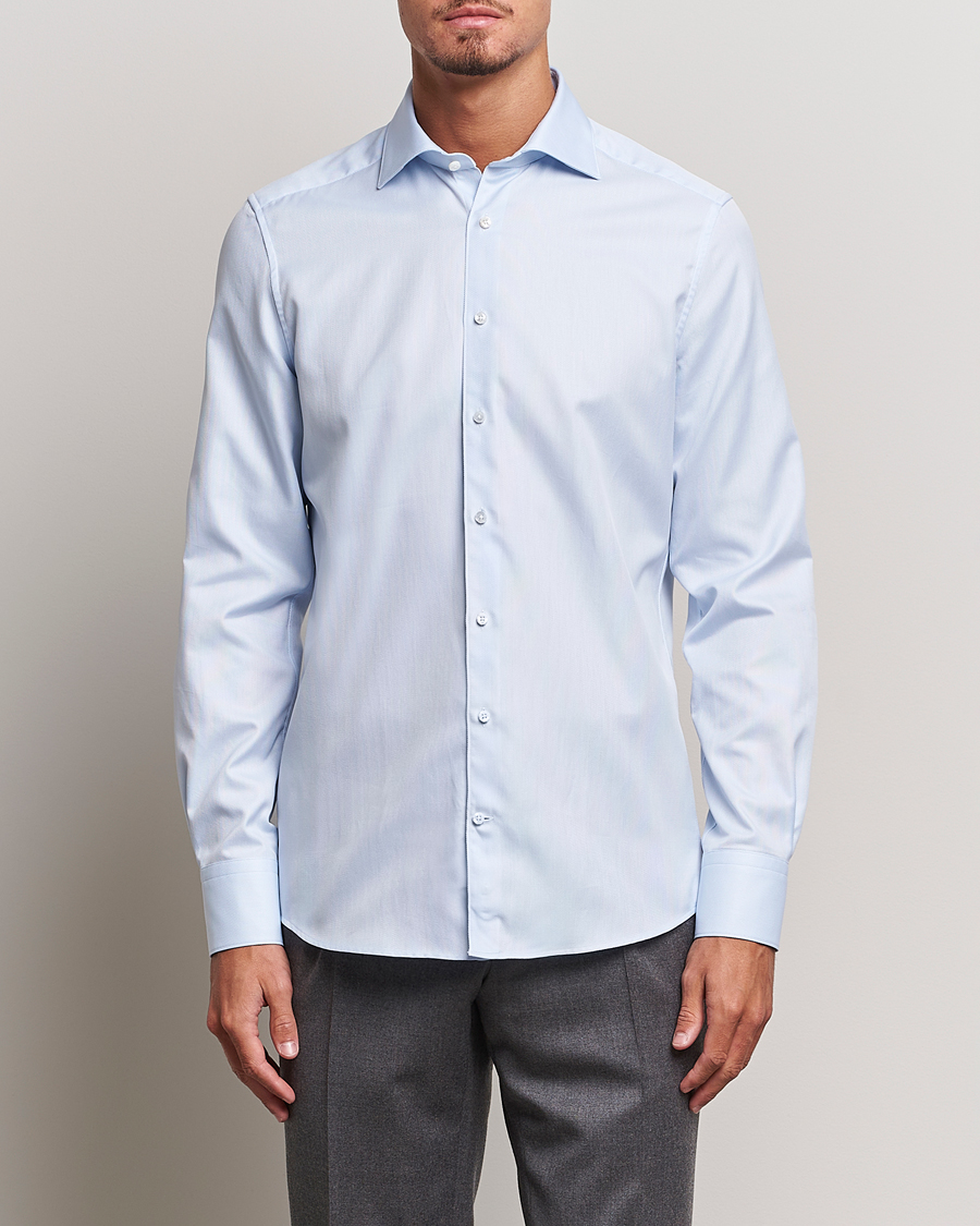 Heren | Overhemden | Stenströms | 1899 Slim Cotton Royal Oxford Shirt Light Blue