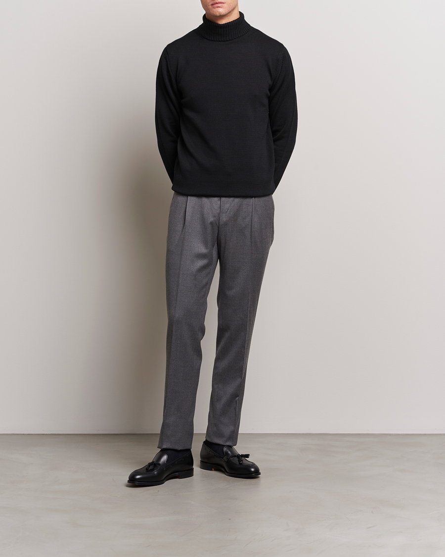 Heren | Truien | Stenströms | Chunky Merino Rollneck Black