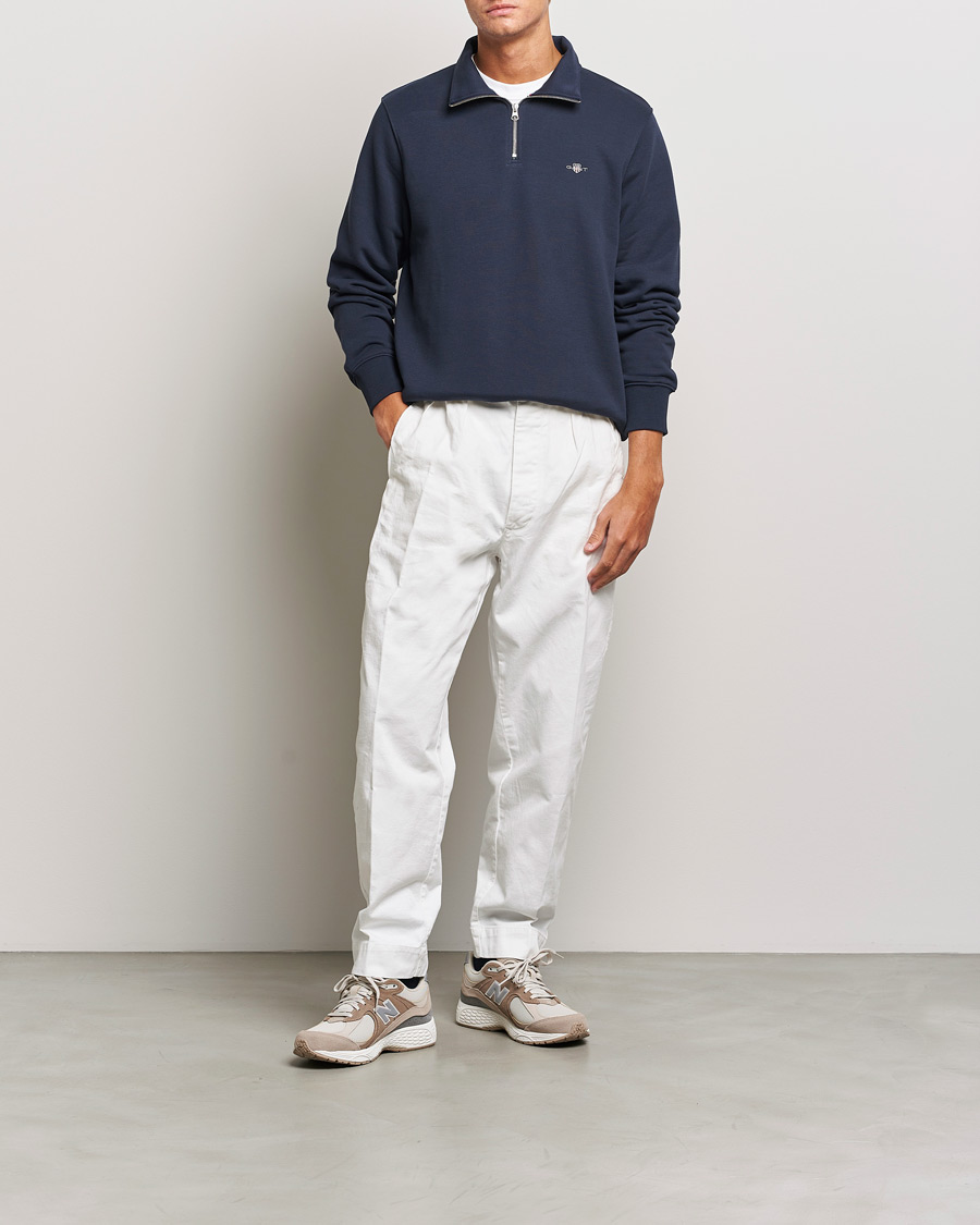 Heren | Truien | GANT | Original Shield Half Zip Sweater Evening Blue