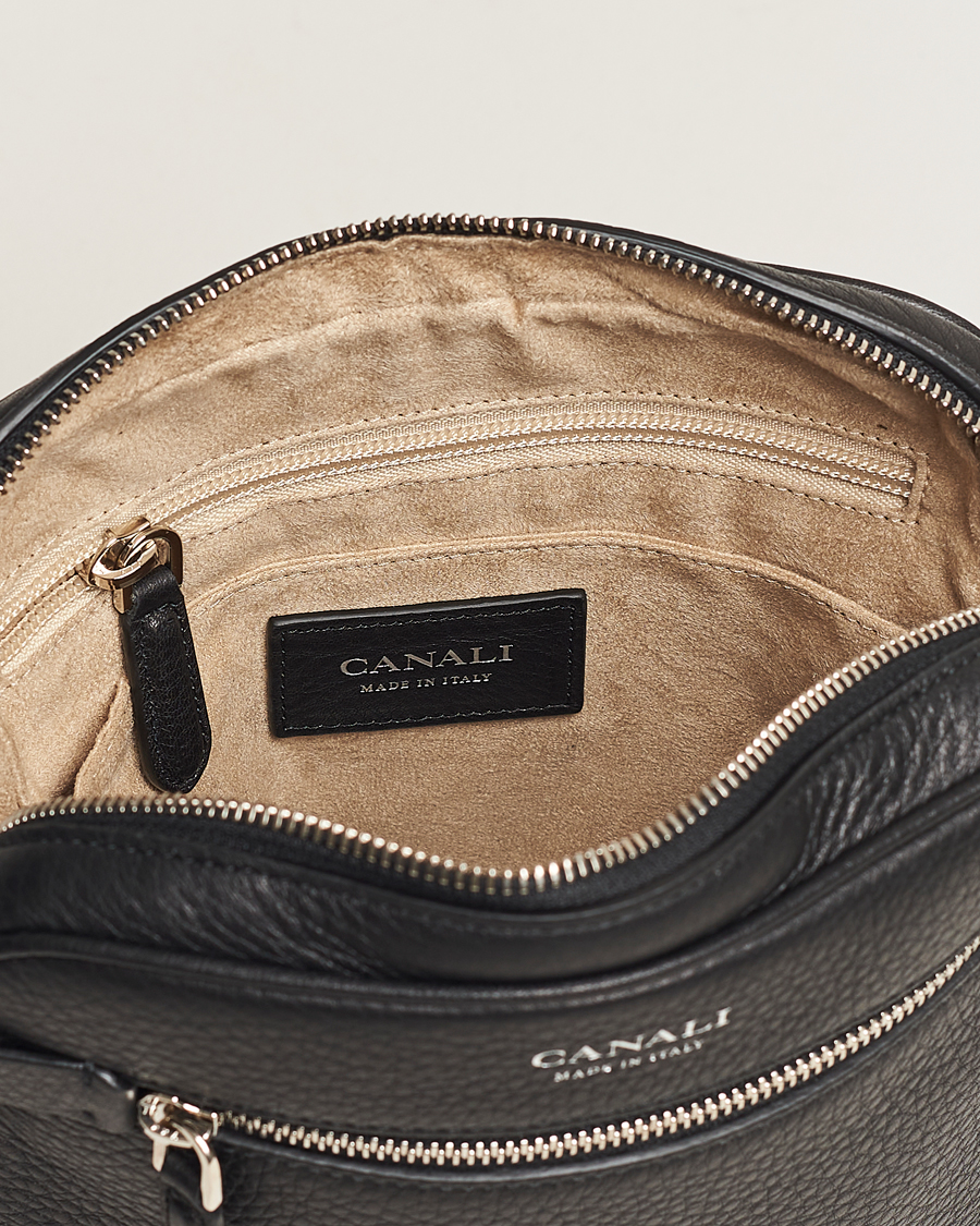Heren | Tassen | Canali | Grain Leather Shoulder Bag Black