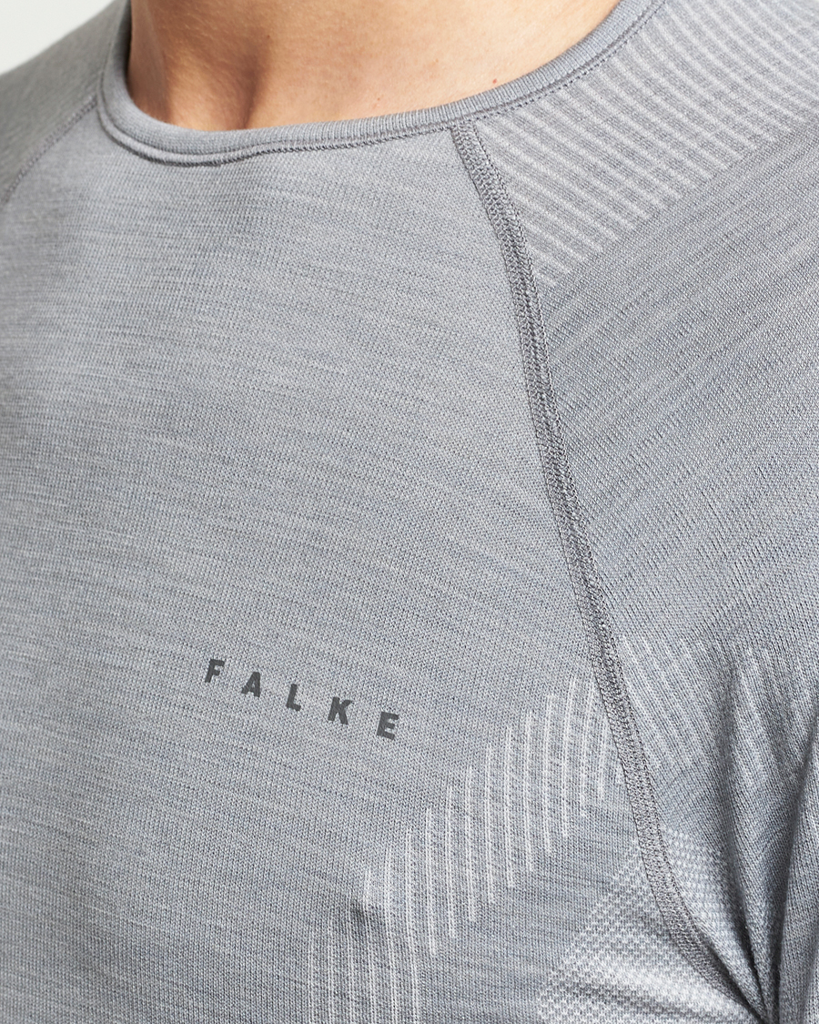 Heren | T-shirts | Falke Sport | Falke Long Sleeve Wool Tech Shirt Grey Heather