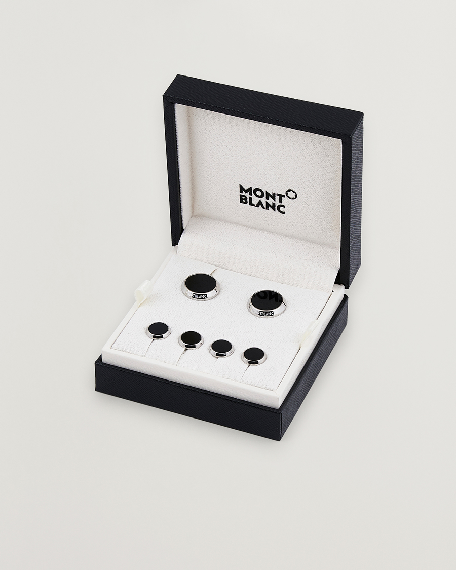 Heren | Montblanc Tux Studs Cufflink Steel Onyx | Montblanc | Tux Studs Cufflink Steel Onyx