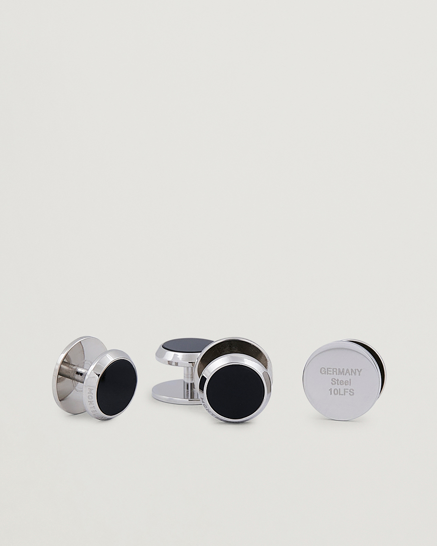 Heren | Montblanc Tux Studs Cufflink Steel Onyx | Montblanc | Tux Studs Cufflink Steel Onyx