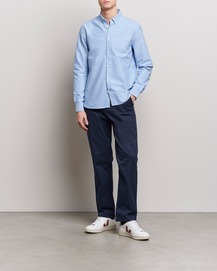 Heren | Overhemden | KnowledgeCotton Apparel | Harald Small Owl Regular Oxford Shirt Lapis Blue