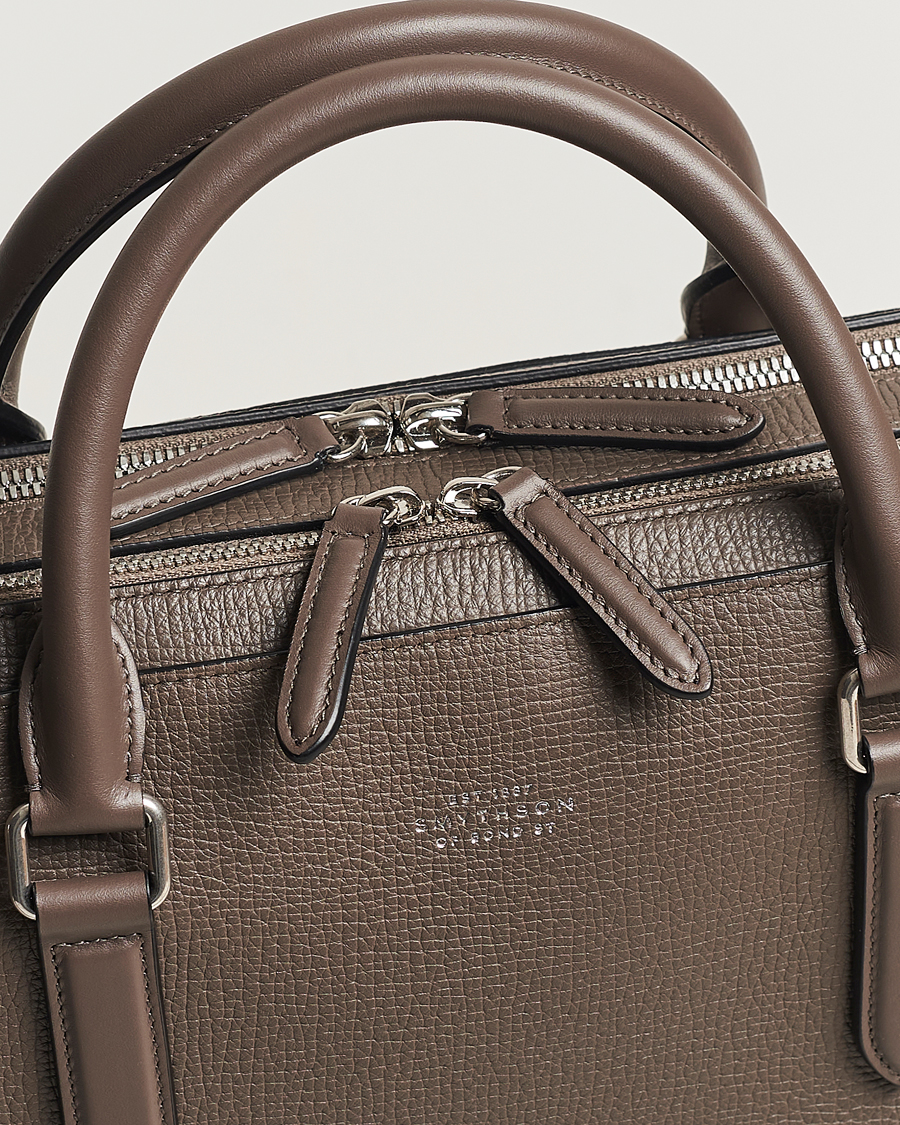 Heren | Smythson Ludlow Large Briefcase with Zip Front Dark Taupe | Smythson | Ludlow Large Briefcase with Zip Front Dark Taupe