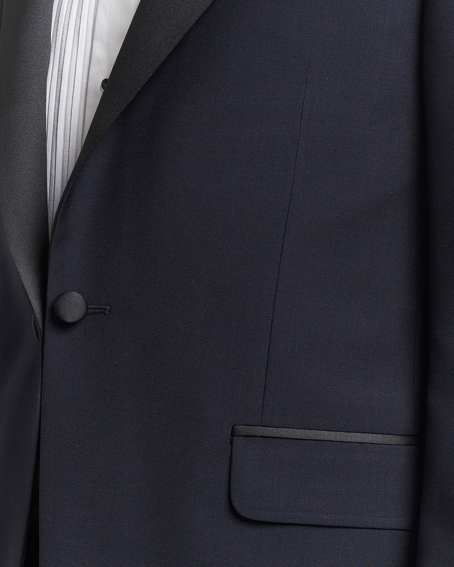 Heren | Blazers | Oscar Jacobson | Frampton Wool Tuxedo Blazer Navy