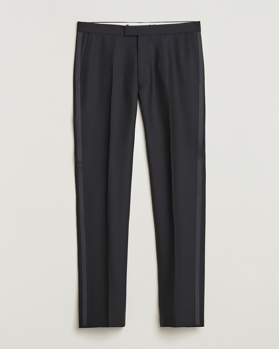 Heren | Broeken | Oscar Jacobson | Denz Straight Wool Tuxedo Trousers Black