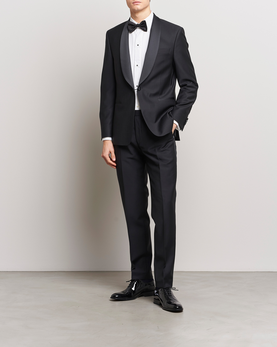 Heren | Broeken | Oscar Jacobson | Denz Straight Wool Tuxedo Trousers Black
