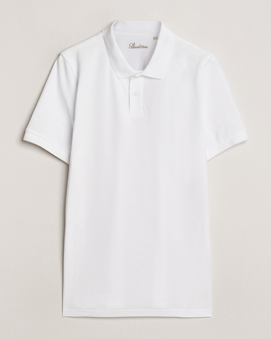 Heren | Polo's | Stenströms | Organic Cotton Piquet Polo Shirt White