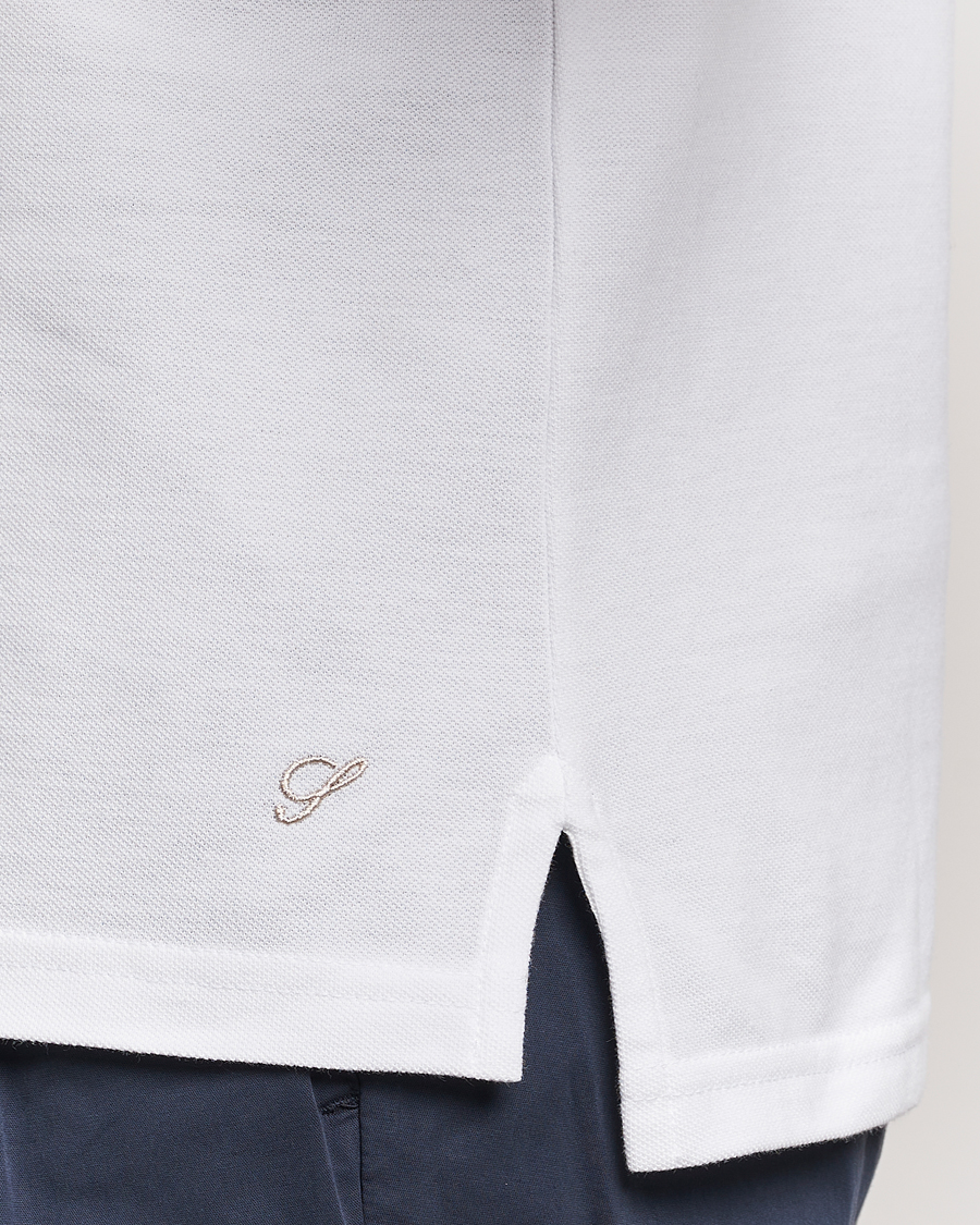 Heren | Polo's | Stenströms | Organic Cotton Piquet Polo Shirt White