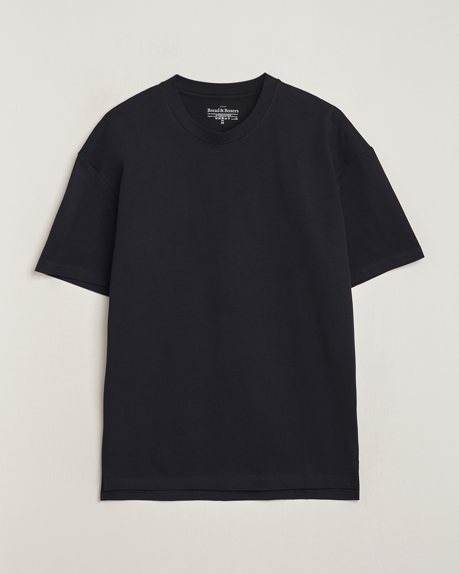 Heren | T-shirts | Bread & Boxers | Textured Heavy Crew Neck T-Shirt Black