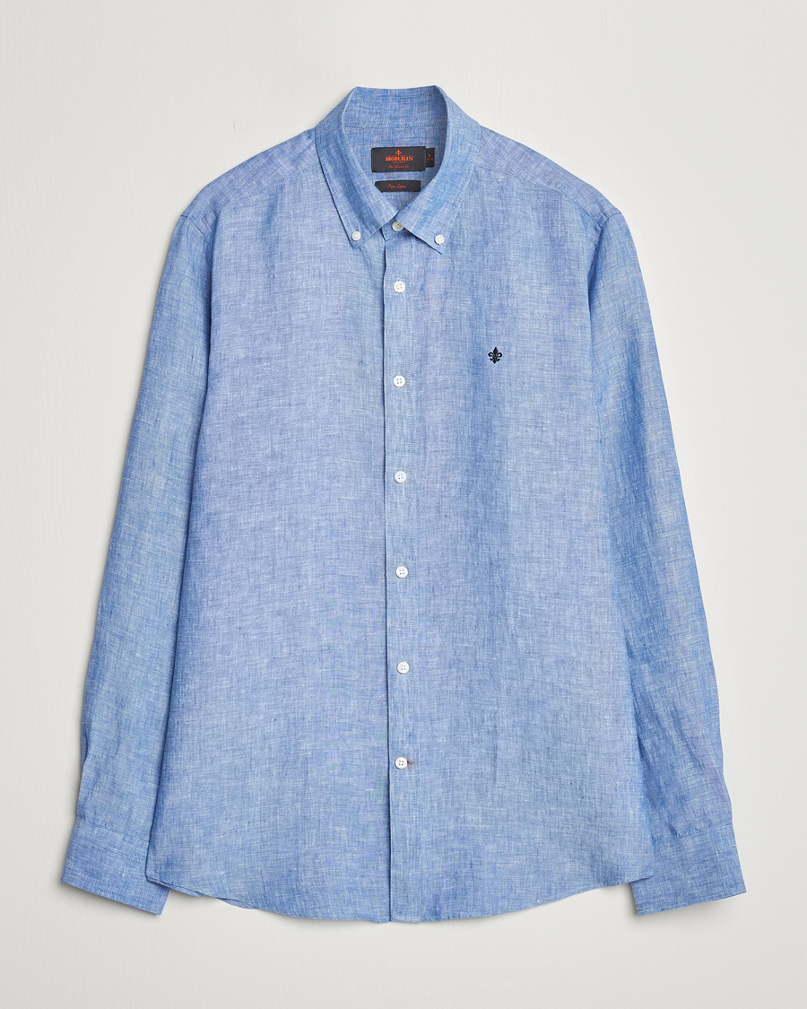 Heren | Overhemden | Morris | Douglas Button Down Linen Shirt Blue